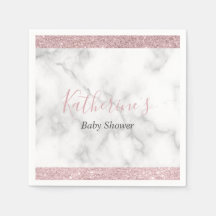 Chá de fraldas de mármore branco, brilhante rosa,