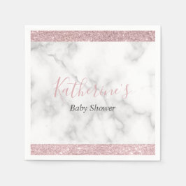 Guardanapo De Papel Chá de fraldas de mármore branco, brilhante rosa, 