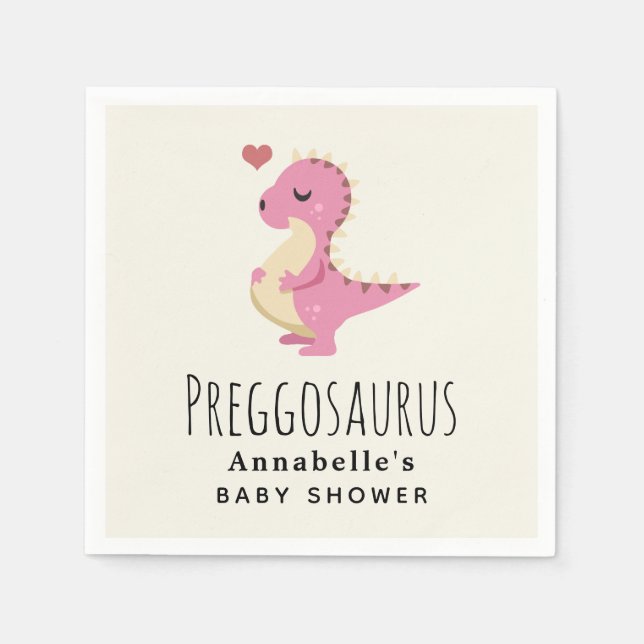 Guardanapo De Papel Chá de fraldas de Menina de Dinossauro Cute Preggo (Frente)