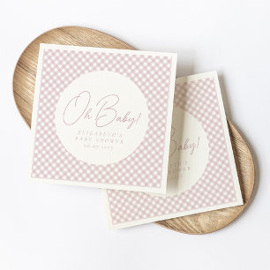 Guardanapo De Papel Chá de fraldas de menina personalizada de gingham 