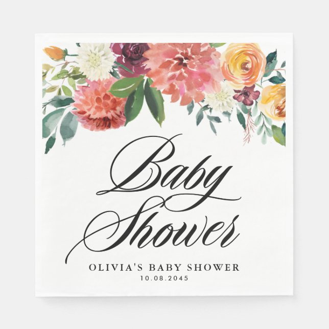 Guardanapo De Papel Chá de fraldas de outono das Flores do outono (Frente)