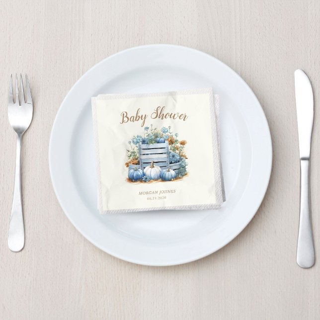 Guardanapo De Papel Chá de fraldas de outono de Abóbora Dourada Azul (Criador carregado)