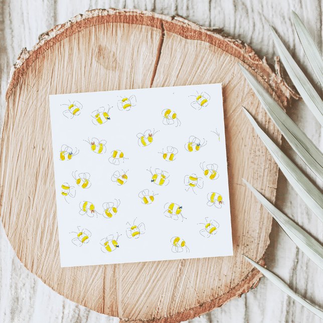 Guardanapo De Papel Chá de fraldas de Padrão de Bomba de Aquarela Amar (Yellow watercolor buzzing bees  baby shower napkins.)