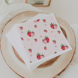 Guardanapo De Papel CHÁ DE FRALDAS de Padrão de Morango Rosa HEIDI