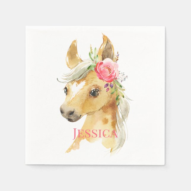 Guardanapo De Papel Chá de fraldas de Pony Rosa (Frente)