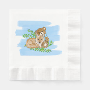 Guardanapo De Papel Chá de fraldas de Raposa e Urso Verde