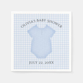 Guardanapo De Papel Chá de fraldas de roupa de bebê Blue Gingham Baby 