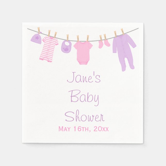 Guardanapo De Papel Chá de fraldas de Roupas Rosa e Púrpura (Frente)