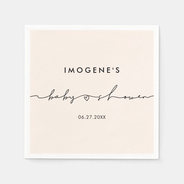 Guardanapo De Papel Chá de fraldas de script branco (Frente)