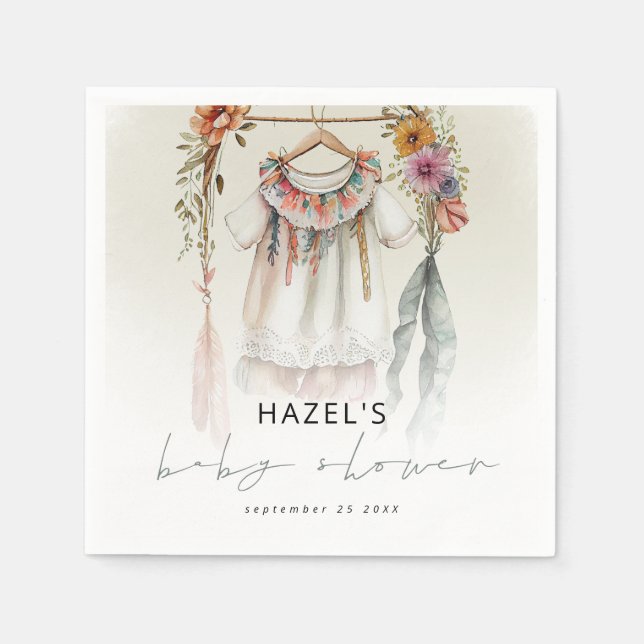 Guardanapo De Papel Chá de fraldas de script de roupas da Bohemian Vin (Frente)