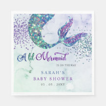 Chá de fraldas de Sereia com Glitter Roxo