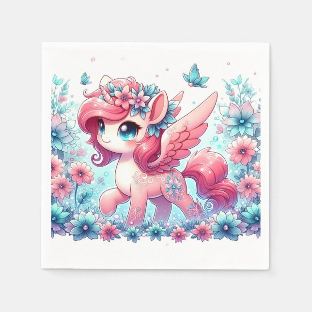 Guardanapo De Papel Chá de fraldas de Unicórnio Feliz (Frente)