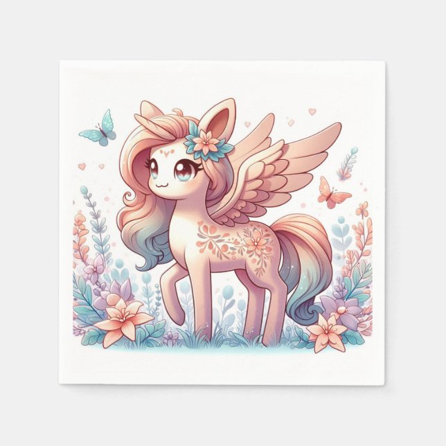 Guardanapo De Papel Chá de fraldas de Unicórnio Magial Divertido (Frente)