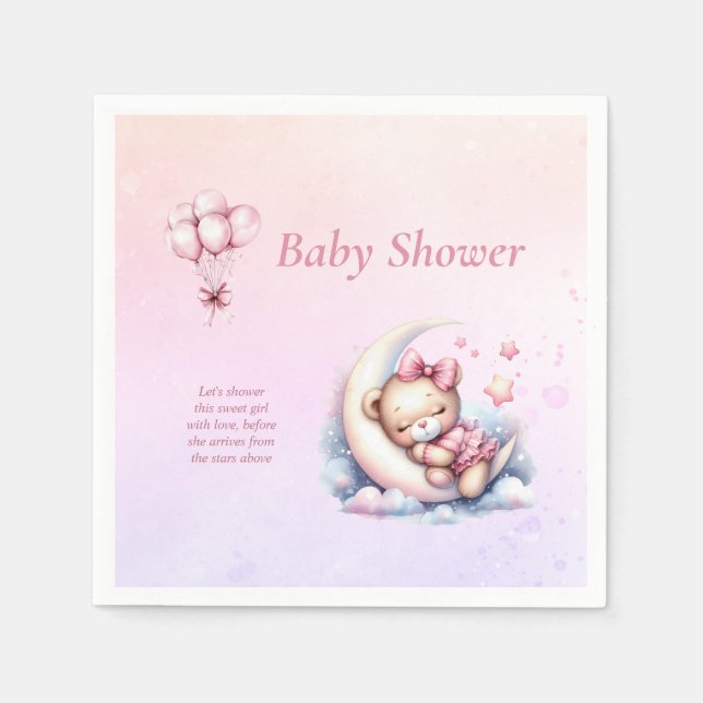 Guardanapo De Papel Chá de fraldas de Urso Bebê Sonolento, Rosa Púrpur (Frente)