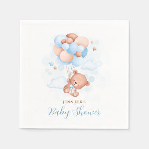 Guardanapo De Papel Chá de fraldas de Urso de Teddy - Balões Azul de A