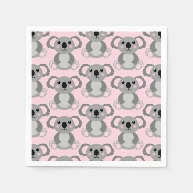 Guardanapo De Papel Chá de fraldas de Urso Koala Rosa (Frente)