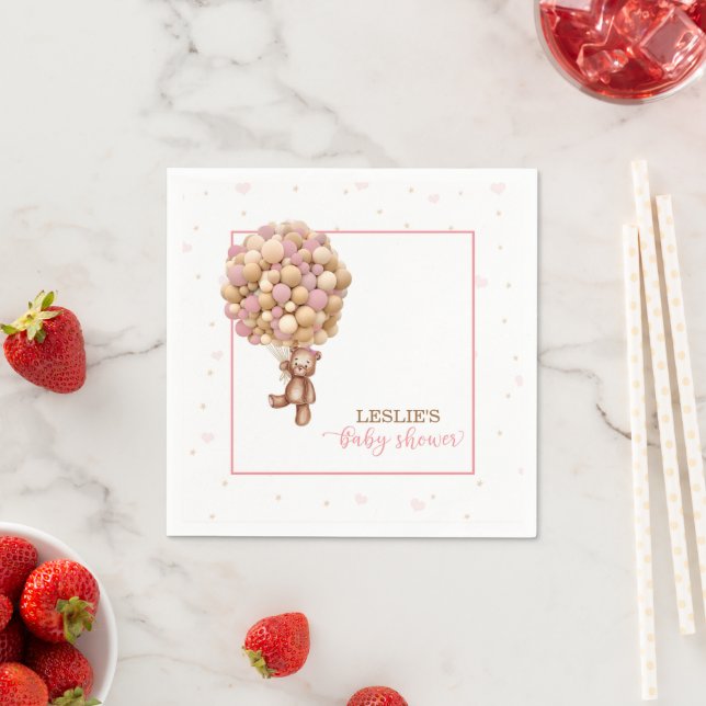 Guardanapo De Papel Chá de fraldas De Urso Rosa - Balão De Ar Quente ( (Insitu)