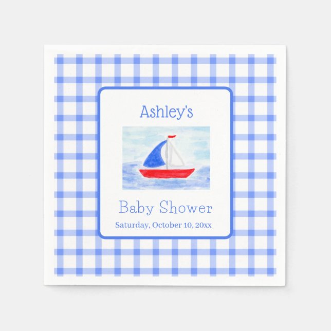 Guardanapo De Papel Chá de fraldas de Verificação Azul da Navegação (Frente)