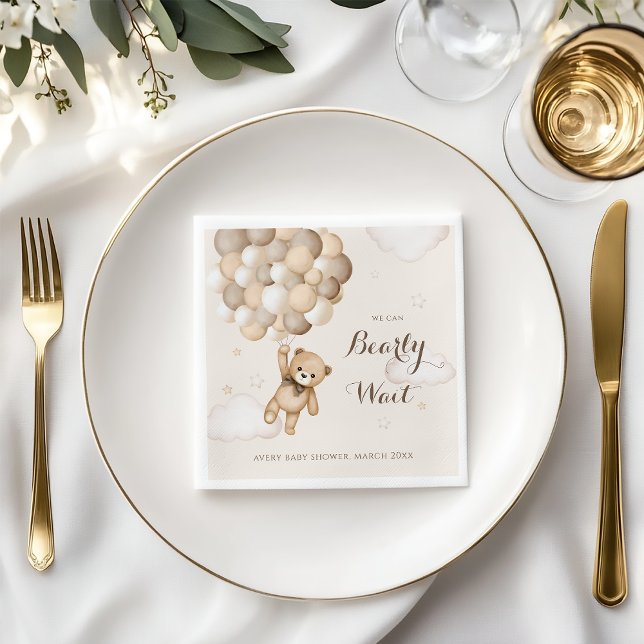 Guardanapo De Papel Chá de fraldas do Balão do Urso Castanho de Espera (Criador carregado)