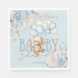 Guardanapo De Papel Chá de fraldas do Boho Blue Floral Pampas Teddy Be