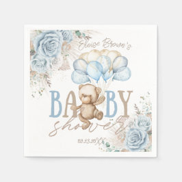 Guardanapo De Papel Chá de fraldas do Boho Blue Floral Pampas Teddy Be