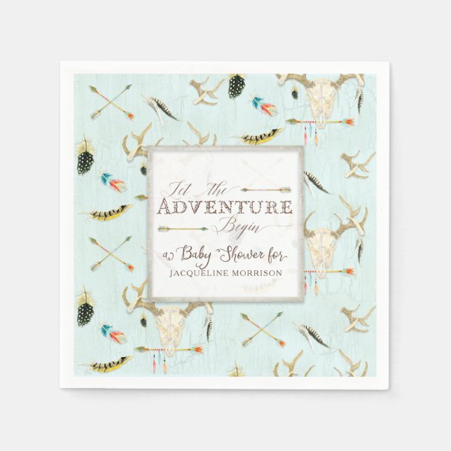 Guardanapo De Papel Chá de fraldas do Boho Tribal Deer Cruzado Arrows (Frente)