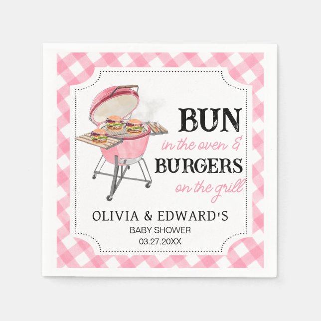 Guardanapo De Papel Chá de fraldas do CHURRASCO do Burger Rosa (Frente)