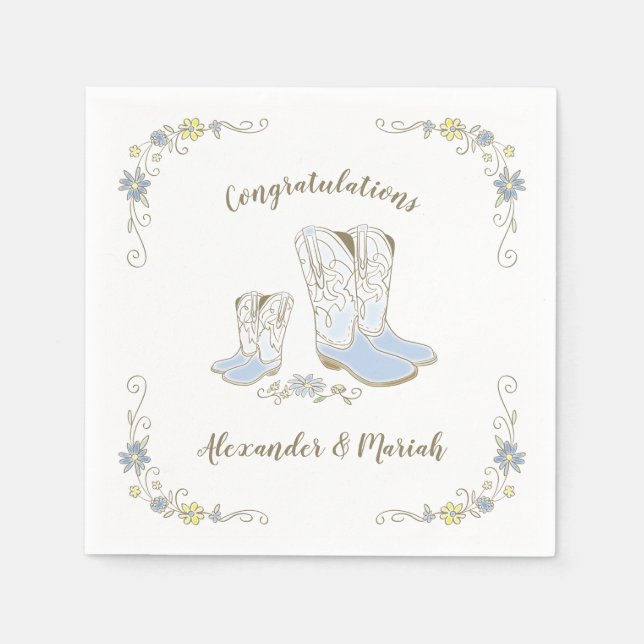 Guardanapo De Papel Chá de fraldas do Cowboy País Oeste Blue Boy (Frente)