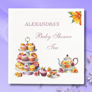 Guardanapo De Papel Chá de fraldas do Lilac Floral Floral do Blush