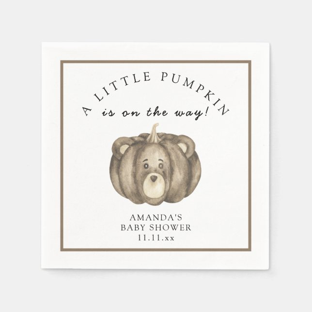 Guardanapo De Papel Chá de fraldas do urso de abóbora (Frente)