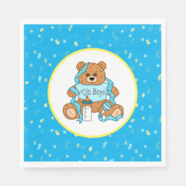 Guardanapo De Papel Chá de fraldas do Urso de Teddy Azul e Amarelo