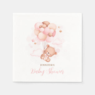 Guardanapo De Papel Chá de fraldas do Urso de Teddy Pink com Aquarela