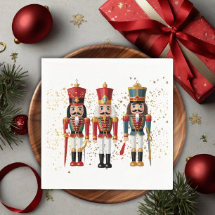 Guardanapo De Papel Chá de fraldas Dourado de Nutcracker Vermelho e Az