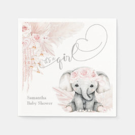 Guardanapo De Papel Chá de fraldas Elefante Blash Flower Pink