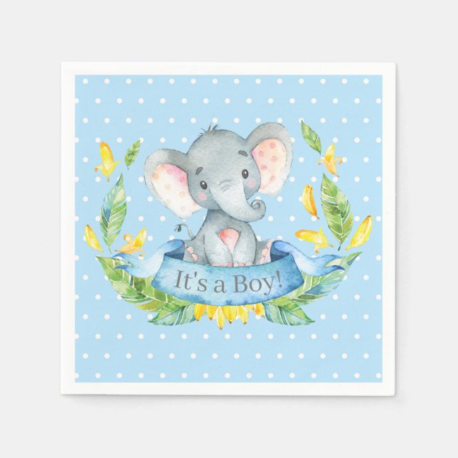 Guardanapo De Papel Chá de fraldas Elefante Blue Napkins (Frente)