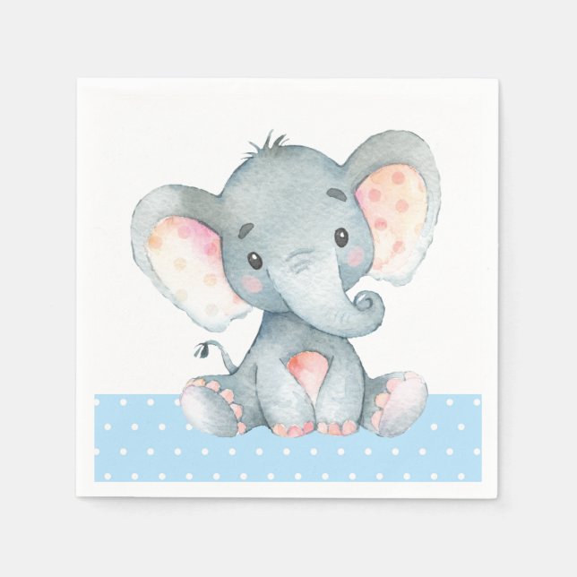 Guardanapo De Papel Chá de fraldas Elefante Blue Napkins (Frente)