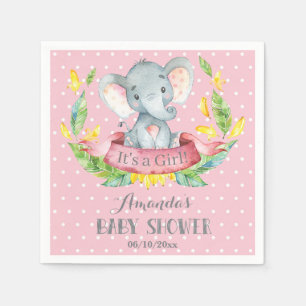 Guardanapo De Papel Chá de fraldas Elefante Rosa e Cinza Napkins