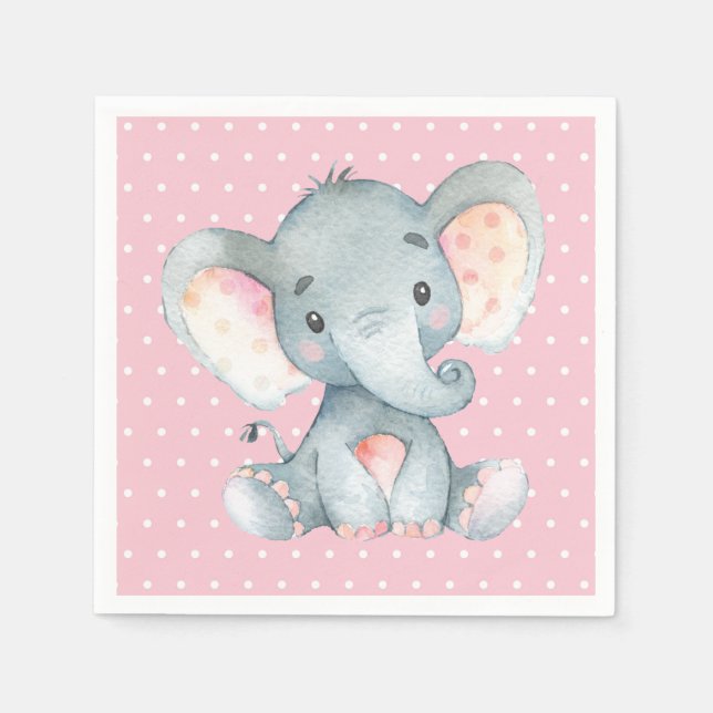Guardanapo De Papel Chá de fraldas Elefante Rosa Napkins (Frente)