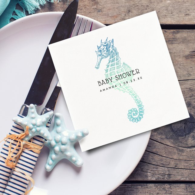 Guardanapo De Papel Chá de fraldas Elegante (Elegant Seahorse Baby Shower Napkins)
