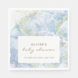 Guardanapo De Papel Chá de fraldas Elegante Blue Dourado Agate Boy