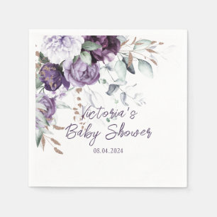 Guardanapo De Papel Chá de fraldas Elegante de Aquarela Floral Roxo