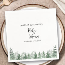 Chá de fraldas Elegante Pinheira Aquarela Inverno