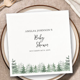 Guardanapo De Papel Chá de fraldas Elegante Pinheira Aquarela Inverno