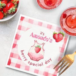 Guardanapo De Papel Chá de fraldas Especial Berry Gingham Strawberry