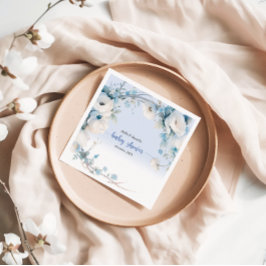 Guardanapo De Papel Chá de fraldas Floral Azul Elegante