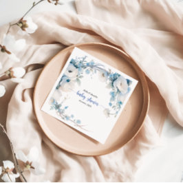 Guardanapo De Papel Chá de fraldas Floral Azul Elegante