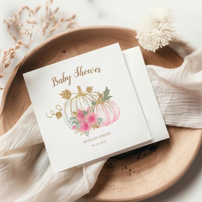 Guardanapo De Papel Chá de fraldas Floral De Abóbora Rosa E Dourado (Criador carregado)