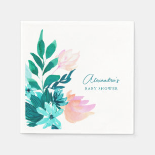 Guardanapo De Papel Chá de fraldas Floral de Aquarela Azul Azul