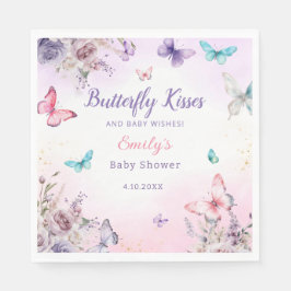 Guardanapo De Papel Chá de fraldas floral de cor aquosa de borboleta m