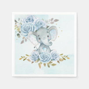 Guardanapo De Papel Chá de fraldas Floral de Elefante de Cor Azul Bebê